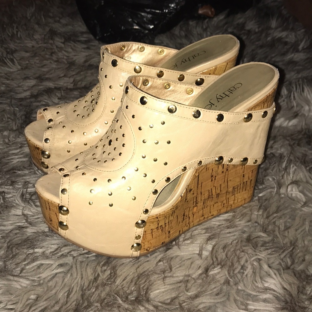 Cathy Jean wedges with gold studs